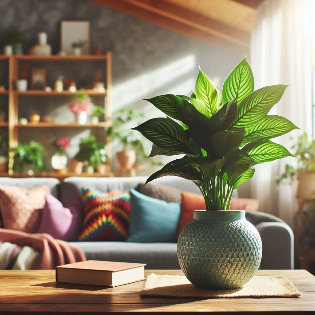 chinese ever green plant in a pot placed in a room