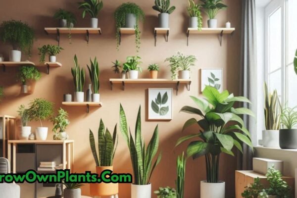 Top indoor plants for small apartments arranged in a cozy living room with natural light, showcasing space-saving, easy-care options.